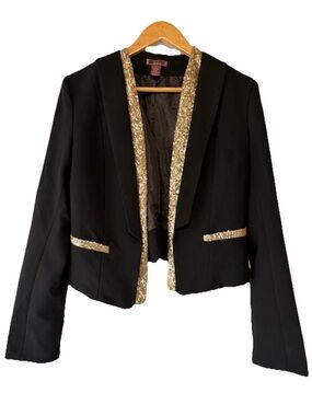 Nordstrom DMBM Black /Gold Sequin blazer Sz M wedding Party